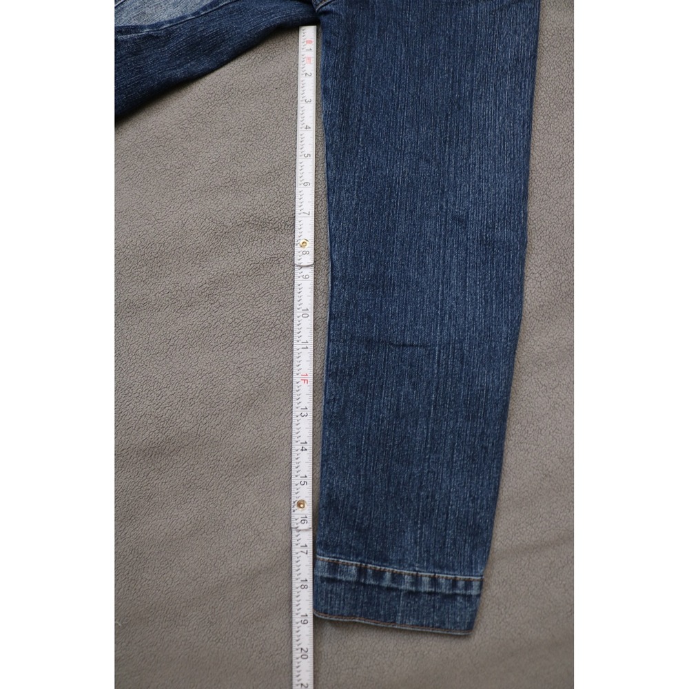 AC3998 Faded Denim Trucker Jacket Women Large Blue Stretch Buttons Casual 90s - Picture 9 of 15